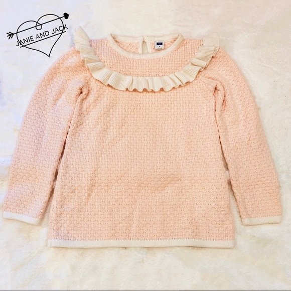 Janie and Jack Blush Pink Ruffle Sweater Size 5 - Picture 2 of 6